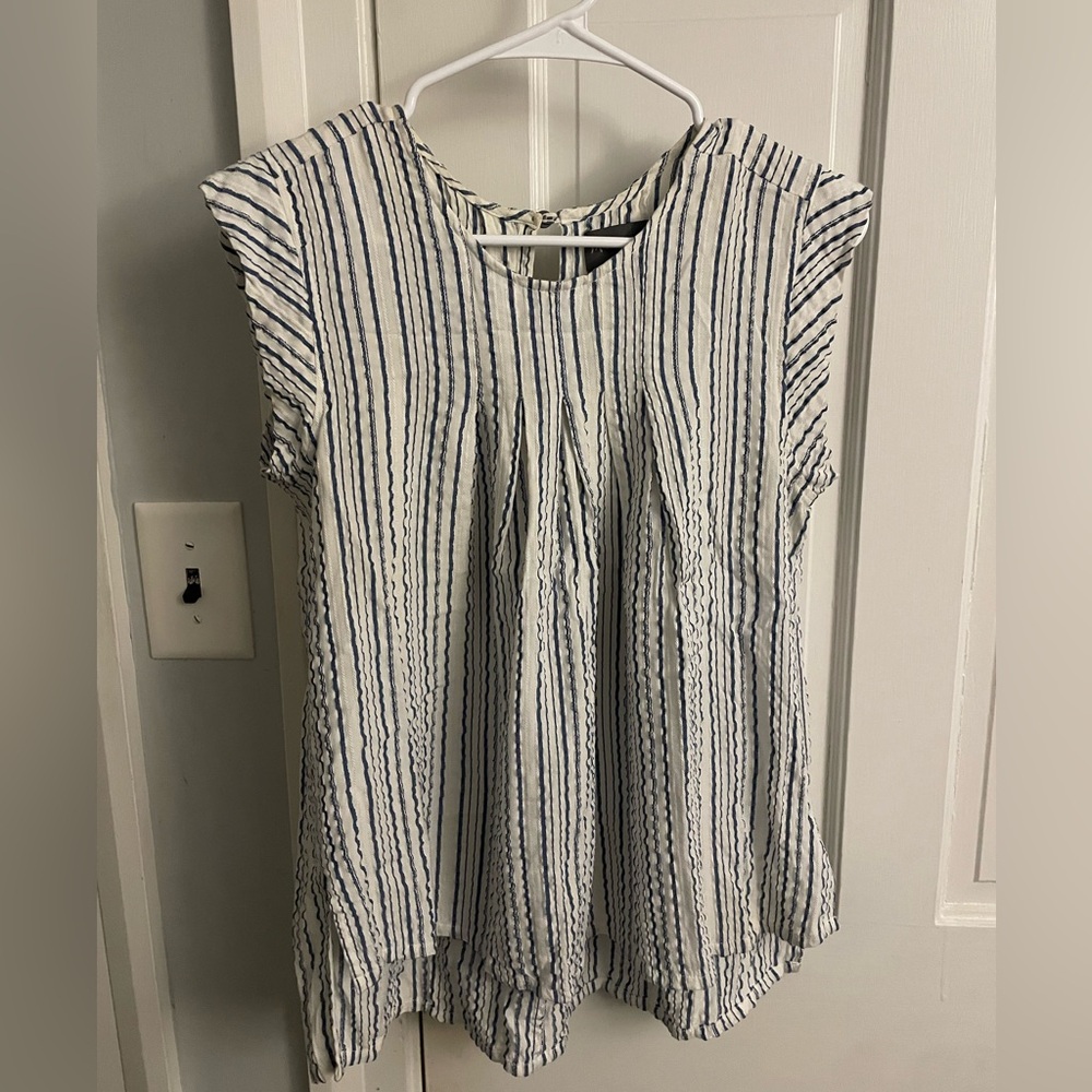 Michael Stars White and Blue Striped Top